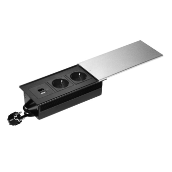 GNIAZDO MEBLOWE 2x2P+Z ORNO OR-GM-9043/G 2xUSB KABEL 1,8m SCHUKO